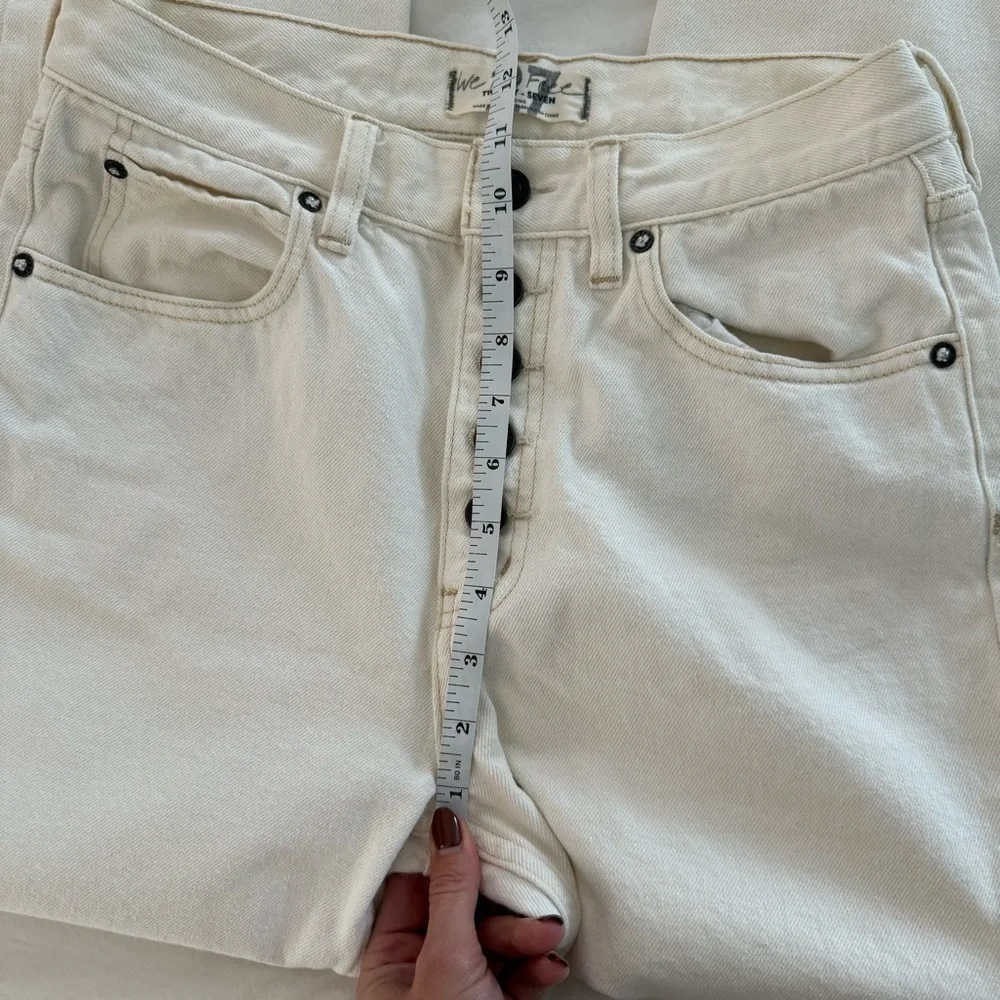 We The Free Cream Button Fly High Rise Cropped Jean